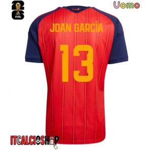 Spagna Joan Garcia #13 Prima Maglia Mondiali 2026 Manica Corta Spagna Joan Garcia #13 Prima Maglia Mondiali 2026 Manica Corta